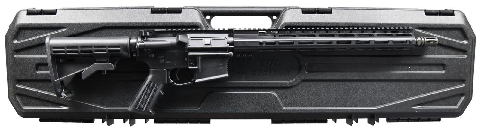 AS NEW IN BOX CORE15 MLOK SCOUT RIFLE.: Cal. 5.56mm. S# GTOC112814. Bbl. 16". 15" Free Float M-LOK Handguard w/ picatinny top rail, providing 20" of sight & optic mounting real estate. Matte black finish. Threaded barrel (1:7 rifling) termi