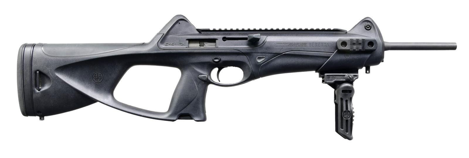 BERETTA CX4 STORM SEMI-AUTOMATIC RIFLE WITH SOFT: CASE. Cal. 9x19mm Parabellum. S# CX06048. Bbl. 16 7/8". CX4 Storm semi-automatic pistol mfg. in Italy by Beretta and imported by Beretta USA Corp. Sides of the black polymer stock are marked with the