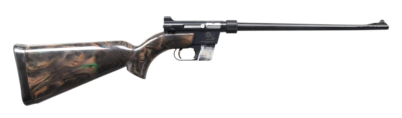 ARMALITE AR-7 EXPLORER SEMI-AUTOMATIC SURVIVAL: RIFLE WITH BOX. Cal. 22 LR. S# 115574. Bbl. 16 1/8". Model AR-7 Explorer semi-automatic survival rifle mfg. by Armalite. Right side of the receiver is marked with the Armalite logo above "AR-7/ EXPLOR