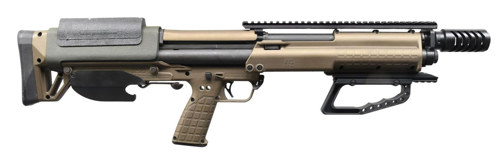 CUSTOMIZED KEL-TEC KSG 12GA SHOTGUN.: Cal. 12GA. 2 3/4" & 3".S# X6X04. Bbl. 18.5" The Keltec KSG pump action shotgun is an innovative platform that bridges the gap between size & capacity, without detriment to either. This tiny package, i
