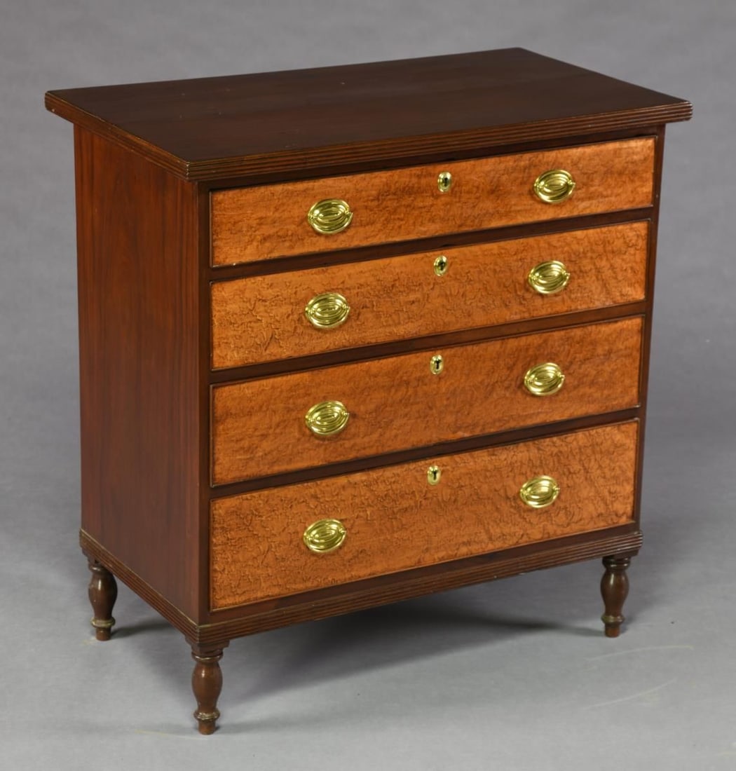 FINE SHERATON MAHOGANY AND BIRDSEYE MAPLE CHEST OF (1 of 1)