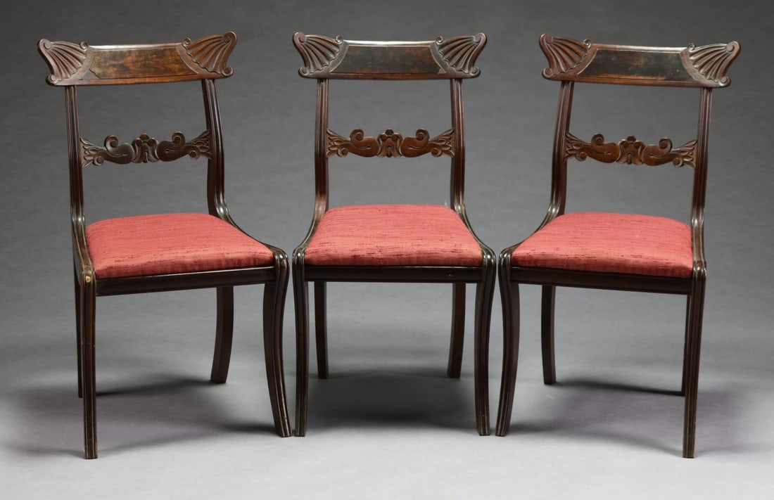 SET OF THREE EMPIRE MAHOGANY SABER LEG SIDE (1 of 1)