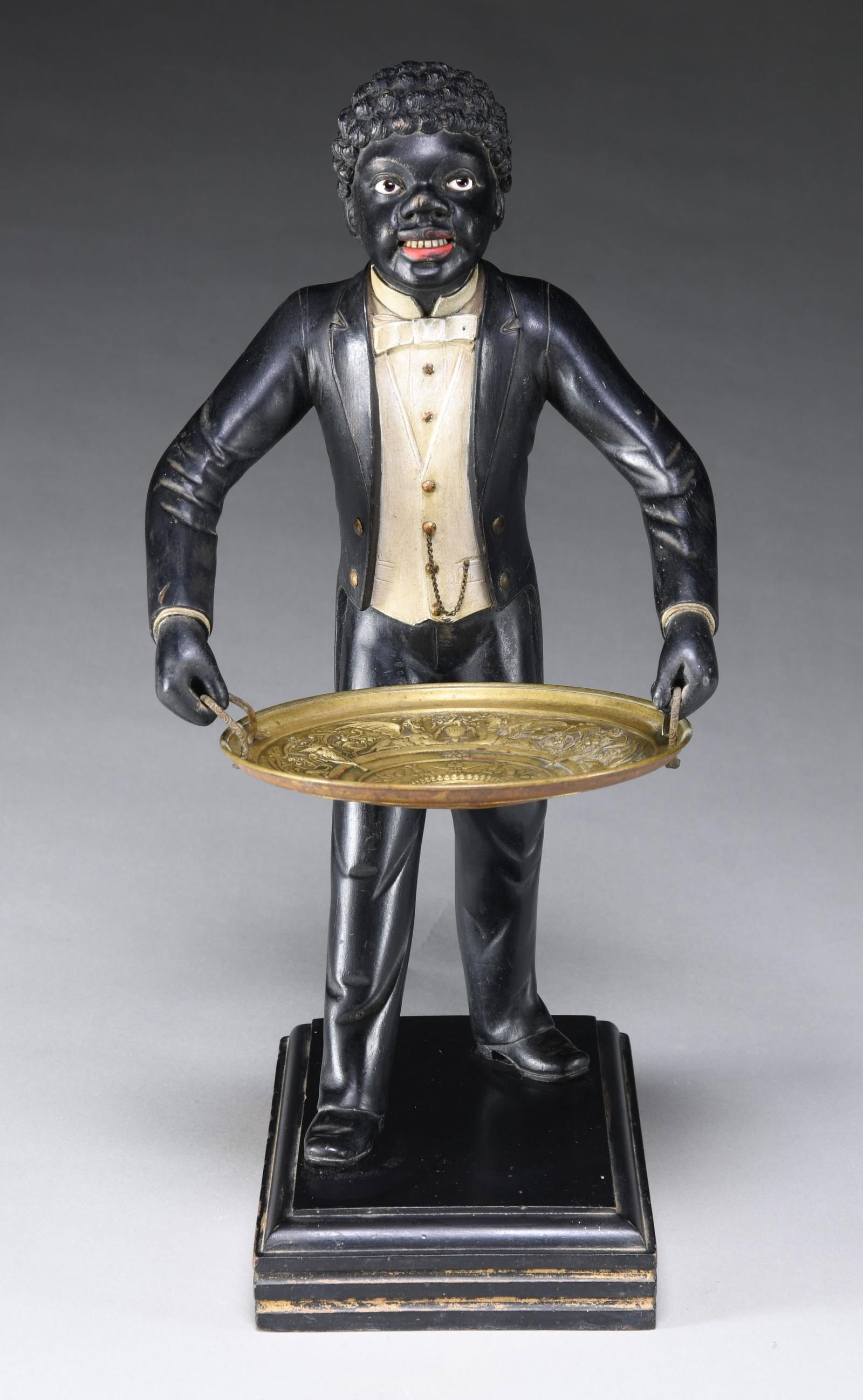 TABLE TOP CARVED BLACKAMOOR CALLING CARD HOLDER. (1 of 3)