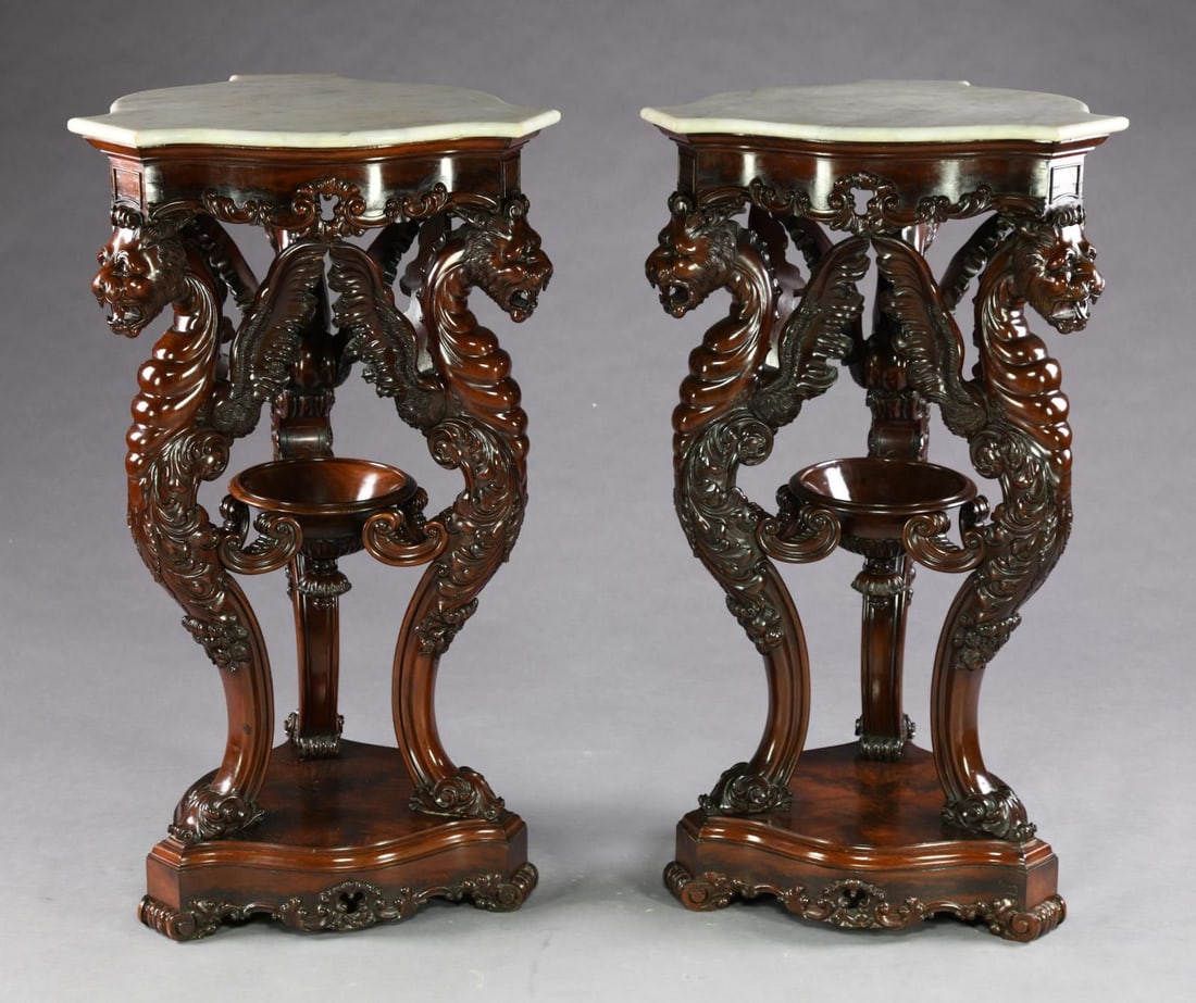 LARGE AND SPECTACULAR PAIR OF EARLY CARVED (1 of 7)