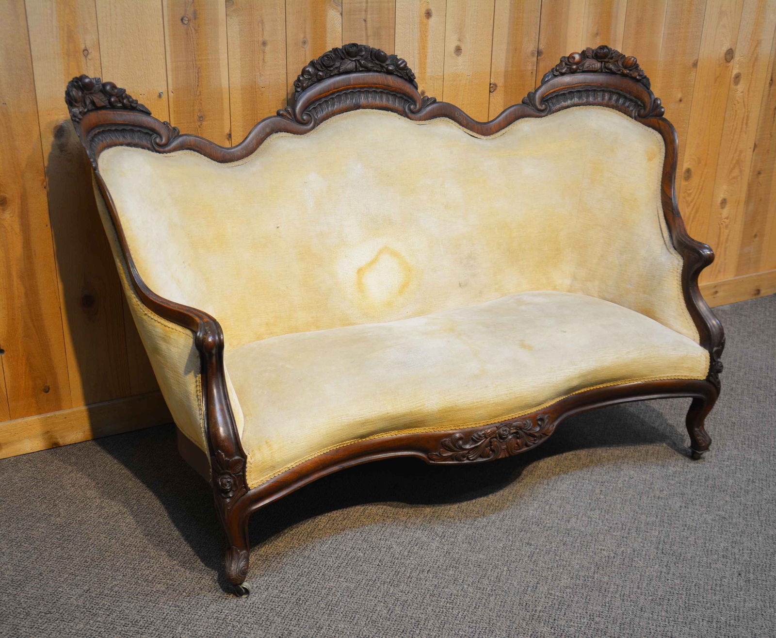 BELTER ROCOCO LAMINATED ROSEWOOD SOFA IN THE HENRY (1 of 1)