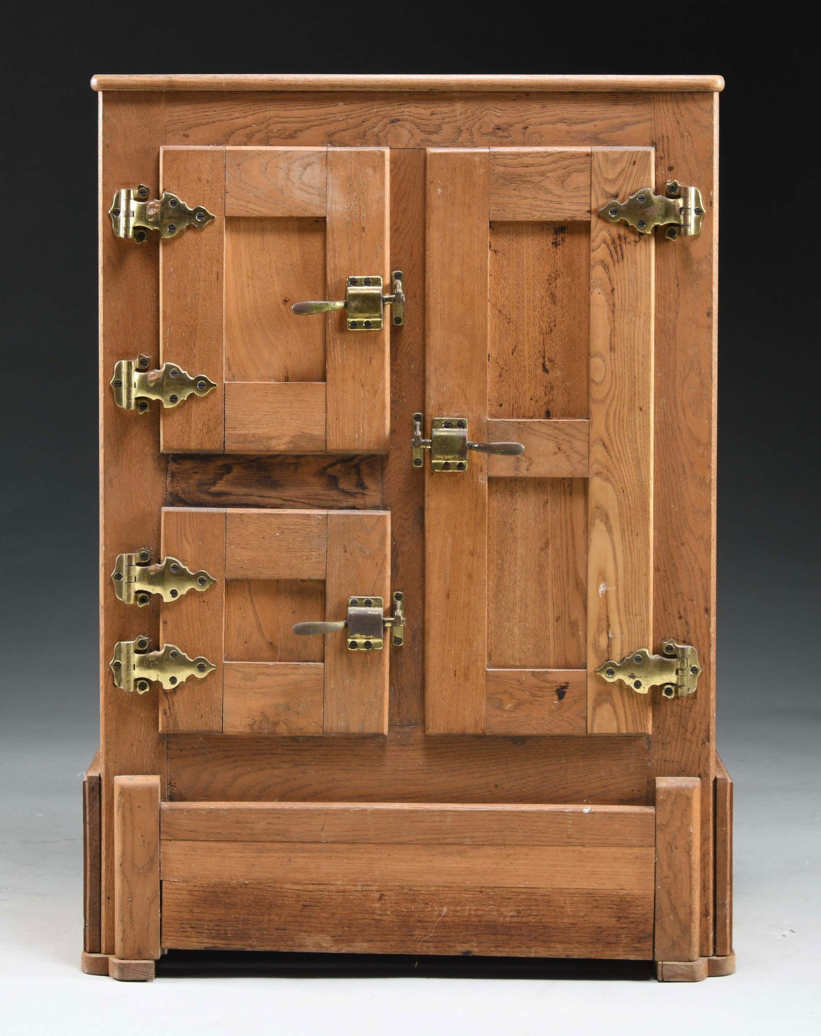 THREE DOOR OAK ICEBOX. (1 of 1)