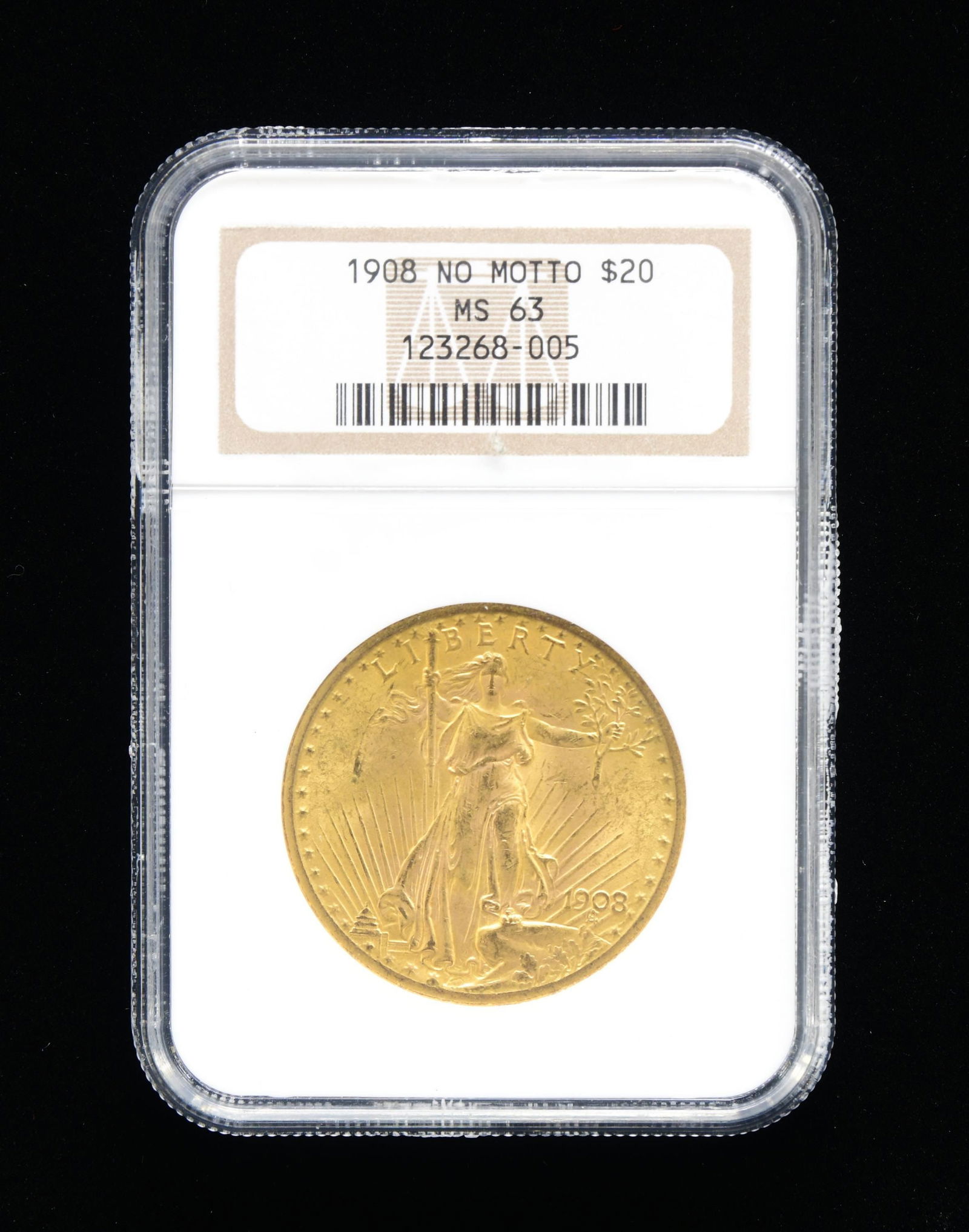 1908 NO-MOTTO $20 GOLD ST. GAUDENS DOUBLE EAGLE (1 of 2)