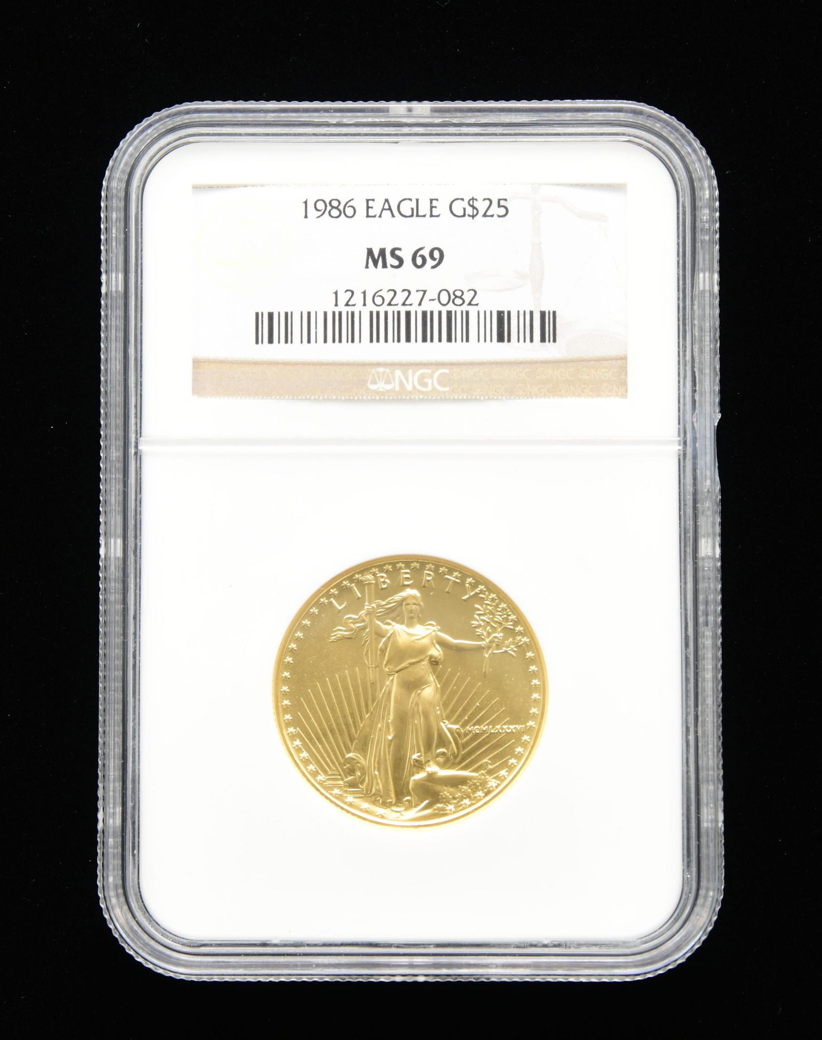 1986 1/2 OZ. AMERICAN GOLD EAGLE $25 COIN. (1 of 2)