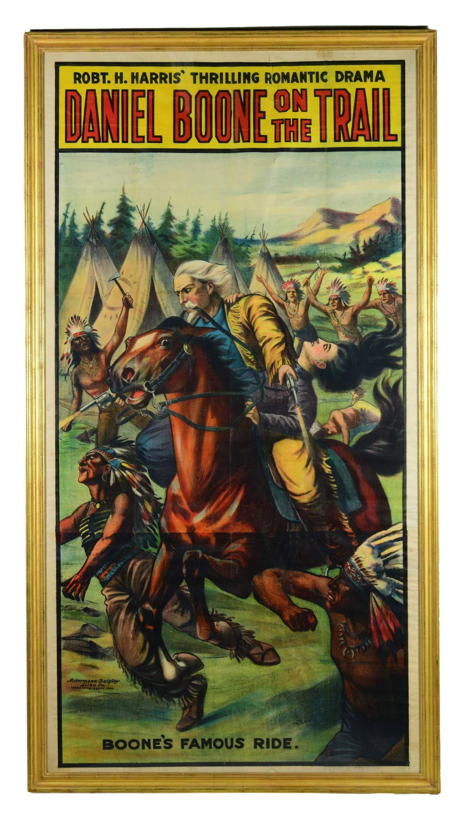 LARGE DANIEL BOONE "ON THE TRAIL" MOVIE POSTER. (1 of 2)