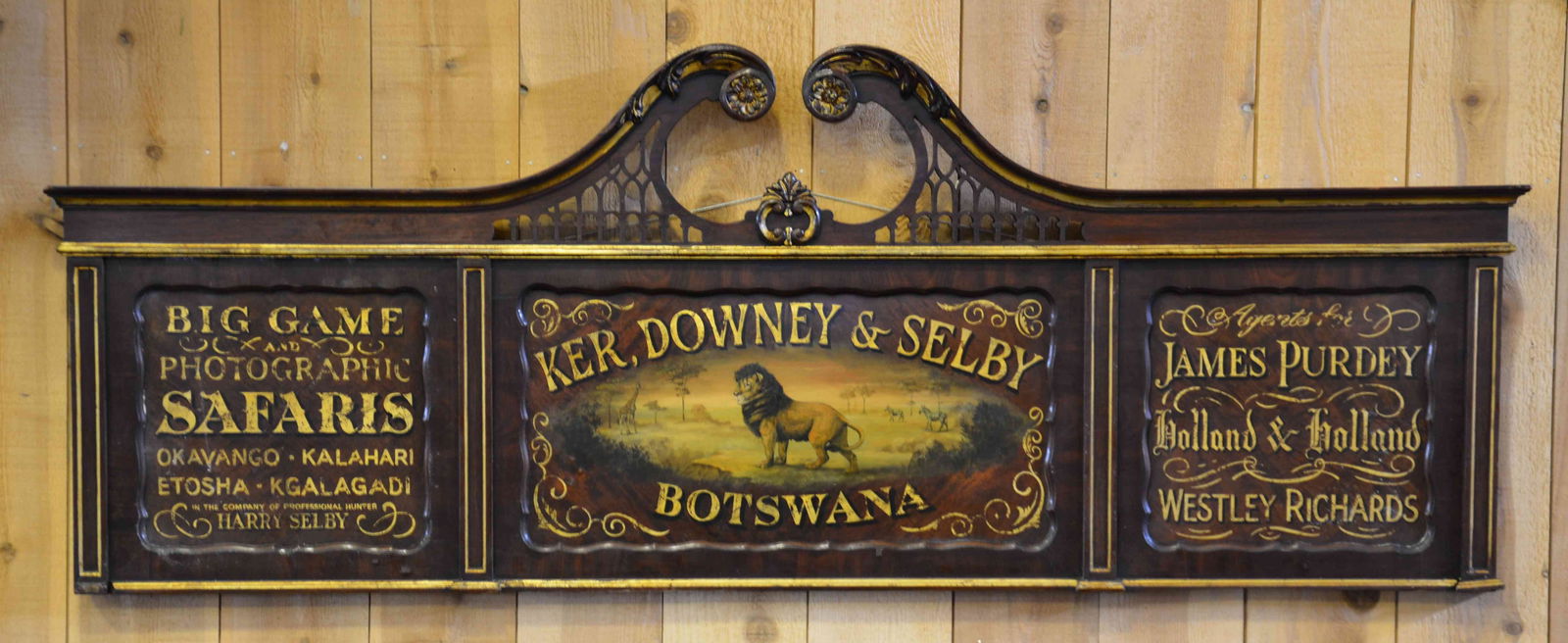 IMPRESSIVE 'BIG GAME' SAFARI TRADE SIGN FOR KER, (1 of 2)