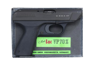 HK VP70Z SEMI AUTO PISTOL WITH MATCHING BOX.