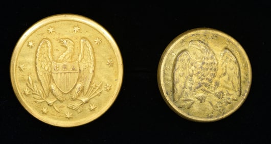 2 CONFEDERATE STAFF OFFICER BUTTONS.