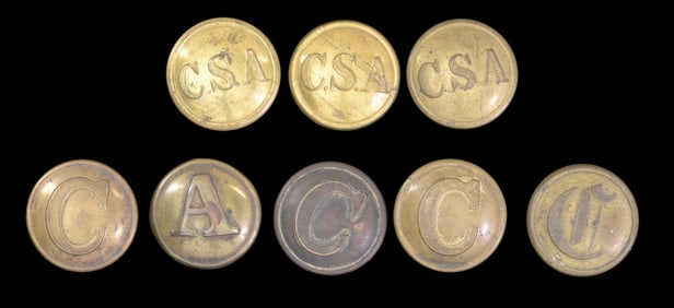 8 CONFEDERATE BUTTONS.