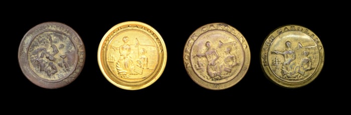 4 CIVIL WAR ERA NORTH CAROLINA BUTTONS.