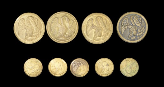 9 CONFEDERATE LOUISIANA BUTTONS.