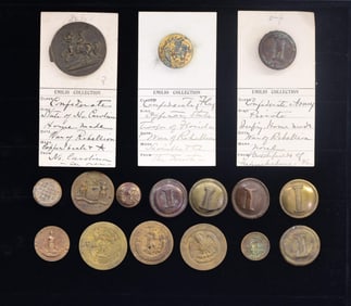 10 CONFEDERATE OR ASSOCIATED BUTTONS & 5