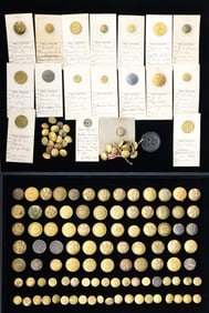 69 COAT SIZE BUTTONS & 75 CUFF SIZE BUTTONS OF THE