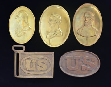 3 PRE CIVIL WAR MILITIA CROSS BELT PLATES, 1 CIVIL