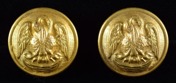 2 LOCALLY PRODUCED LOUISIANA CONFEDERATE BUTTONS.