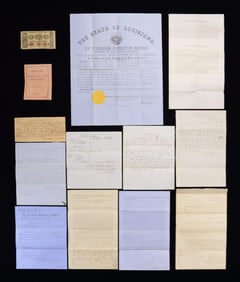 GROUP OF CAPTURED CONFEDERATE DOCUMENTS, LETTERS &