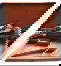 CASED COLT 1849 FACTORY ENGRAVED REVOLVER.