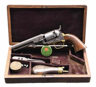 COLT CASED 1849 POCKET MODEL REVOLVER.