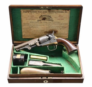 COLT CASED 1849 POCKET MODEL REVOLVER.
