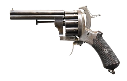 FINE 20-SHOT 2-BARREL LEFAUCHEUX REVOLVER PICTURED
