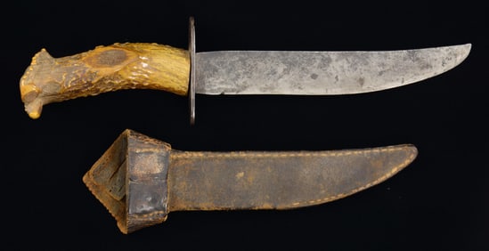 PUBLISHED AMERICAN PRIMITIVE SIDE KNIFE & SHEATH.