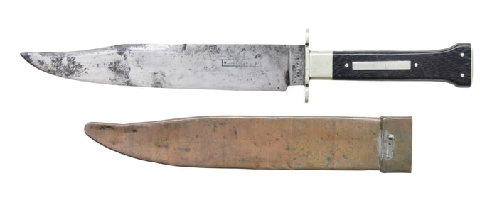 RARE BUNTING "DOG BONE" BOWIE KNIFE, CIRCA 1835.