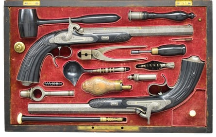 VERY FINE CASED PAIR OF PERCUSSION TARGET PISTOLS