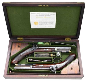 DELIGHTFUL CASED PAIR OF NRA WINNING PHILADELPHIA