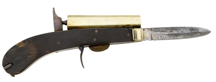 BRITISH PERCUSSION KNIFE PISTOL.