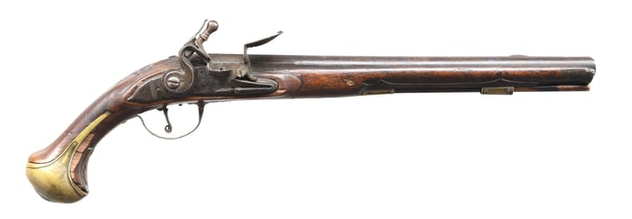 EARLY GERMANIC FLINTLOCK PISTOL WITH DRAGOON