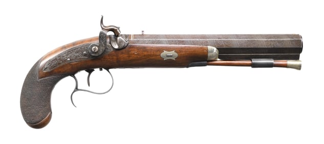 LARGE BORE PERCUSSION GREAT COAT PISTOL BY RICHARD