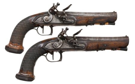 GOOD QUALITY PAIR OF UNSIGNED BELGIAN FLINTLOCK