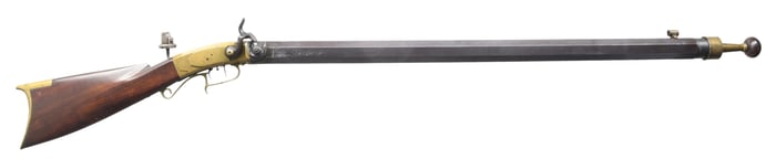 UNMARKED BOXLOCK PERCUSSION BENCH RIFLE.