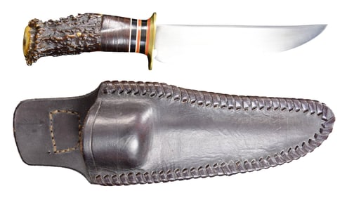 A FINE CONTEMPORARY BELT KNIFE & SHEATH BY JAMES