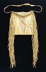 GOOD PAINTED PARFLECHE ARAPAHO MEDICINE BAG.