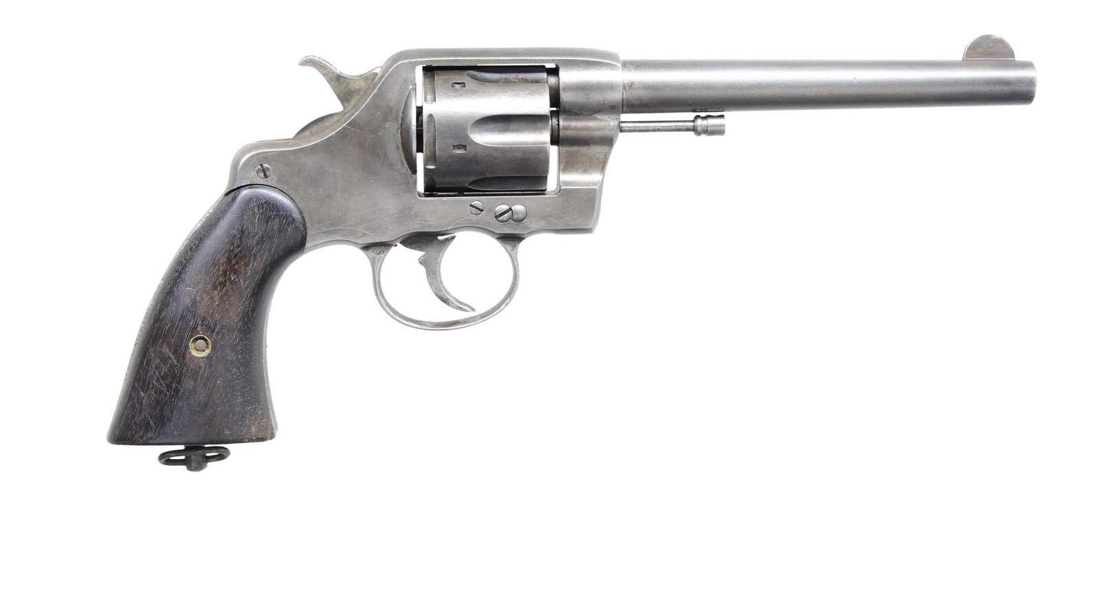 COLT U.S. ARMY MODEL 1901 DOUBLE ACTION REVOLVER.: Cal. 38 Long Colt. S# 60140. This Model 1901 features a blued finish. The barrel length is 6 inches. It has a fixed front sight and a notch rear sight. The revolver is equipped with a standard trigger