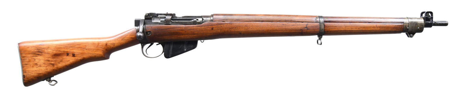 SAVAGE NO. 4 MK1* BOLT ACTION RIFLE.: Cal. 303 British. S# 50C3798. Bbl. 25". British export marks on right side of bbl. Receiver is marked on top left side "U.S. PROPERTY". Marked on left side "S NO.4 MKI* / 1943". Butt socket is marked