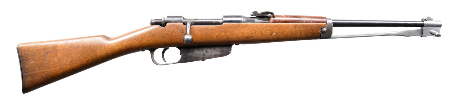 ITALIAN WWI CARCANO MODEL 1891 BOLT ACTION: MILITARY CARBINE. Cal. 6.5 Carcano. S# L1281. Bbl. 17 3/4". Bbl. is marked on the right side over the chamber with an inverted "PS." Dated 1912. Maker's name has been removed from top of chamber. Seri