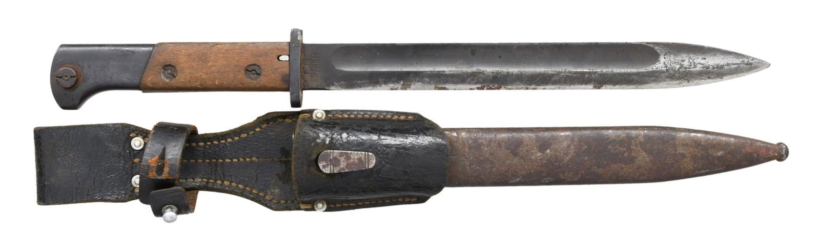 SCARCE POLISH M1939 RADOM BAYONET.: This bayonet was manufactured for the Polish Mauser rifle in 1939 by F.B. Radom in a last effort to prepare for the expected German invasion at the dawn of WWII. The bayonet's overall length is 16 1/4