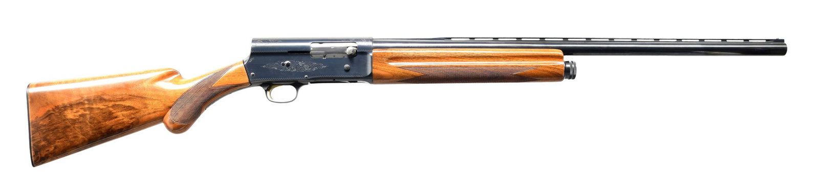 BELGIAN BROWNING A5 "LIGHT TWELVE" SEMI-AUTOMATIC: SHOTGUN. Cal. 12 GA, 2 3/4". S# 5G75457. Bbl. 25 5/8". Model A5 "Light Twelve" semi-automatic shotgun mfg. in Belgium and imported/retailed by Browning Arms Company in 1965. Left side of bbl. is marke