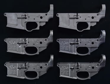 LOT OF 6 STRIPPED AR-15 STYLE LOWER RECEIVERS.