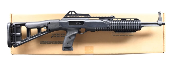 HI-POINT 4595TS SEMI AUTO RIFLE WITH MATCHING BOX.