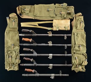5 BRITISH BREN LMG BARRELS & GUNNERS WALLET.