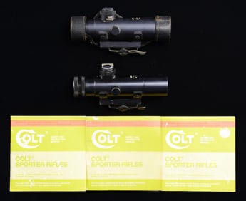 LOT OF 2 COLT SP1 3X20 SCOPES, WITH COLT SPORTER