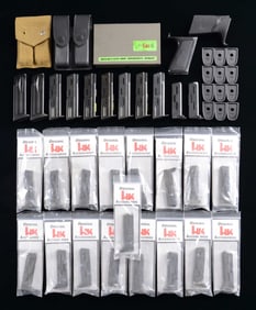 ASSORTMENT OF HK PISTOL MAGAZINES & ACCESSORIES.