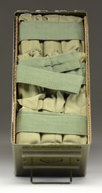 1 CAN OF 30 CARBINE BALL M1 AMMO ON BANDOLEERS.